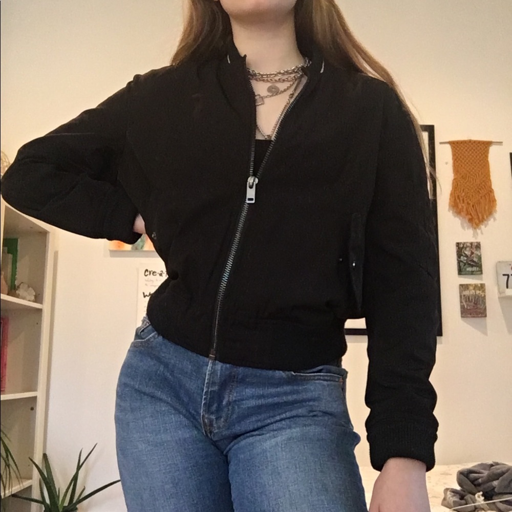 Black Mango Bomber Jacket